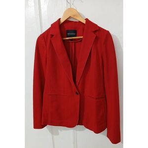 Banana republic womens size 4 LONG AND LEAN wool blazer jacket red one button